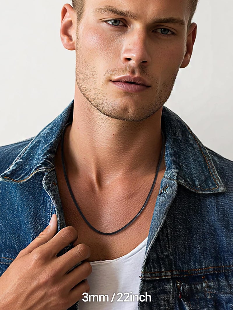 PROSTEEL Leather Rope Necklace For Men Braided Leather Jewelry Cord Chains Necklace 24 Inch - Image 2